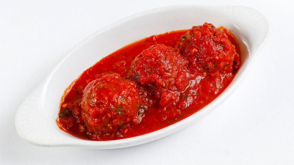 Catering Polpette Alla Campagnola · Ground beef, veal and pork meatballs tomato sauce and parmigiana reggiano.