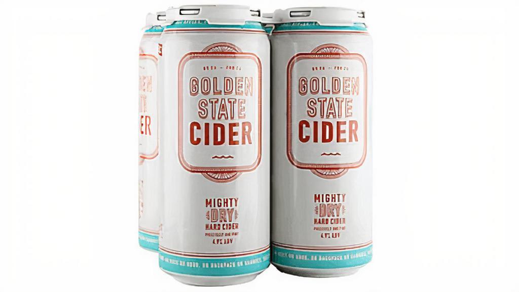 Golden State Cider Mighty Dry | 4-Pk · 4 pk, 16 oz cans. 6.9% alcohol.