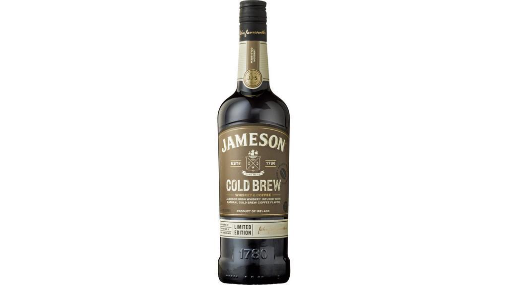Jameson Cold Brew Irish Whiskey Bottle (750 ml) · The smoothness of Jameson meets the richness of coffee. A perfectly balanced combination of triple-distilled Jameson Irish whiskey & natural cold brew coffee flavor, for a rich coffee aroma and a mellow mouthfeel with notes of toasted oak & dark chocolate.