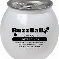 Buzzballz Lotta Colada (200 ml) · Escape to a getaway in your living room with the fresh, tropical flavors of a piña colada on...