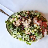 House Salad · Romaine lettuce, tomatoes, olives, onions, beans, cucumber and mushrooms with our own creamy...