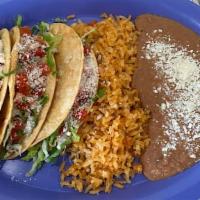 Crispy Tacos Plates · With three crispy tacos, the meat of your choice, chipotle mayo, lettuce, pico de gallo, cot...
