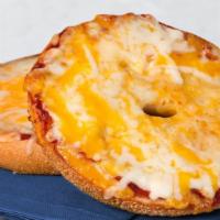 Cheese Pizza Bagel · Choice of bagel with pizza sauce and topped with melted Asiago, parmesan, Romano, mozzarella...