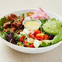 Keto Beyond Salad (V) · Mixed green salad (arugula, spinach, lettuce) served with seasoned Beyond (plant-based) meat...