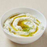 Minty Yogurt Dip · Homemade thick yogurt dip with cheese, butter, garlic, mint and fresh dill. Served with choi...