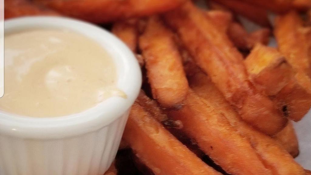 Sweet Potato Fries · Served with homemade chipotle aioli.