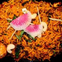 Vegan Mixed Vegetable Biryani · Vegetable biryani is an aromatic rice dish made by cooking basmati rice with mixed veggies, ...
