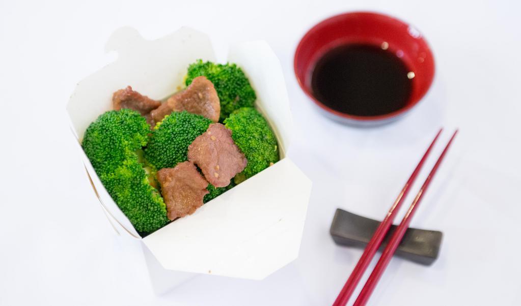 Beef (16 Oz.) · Broccoli beef. sliced tender beef stir-fried with fresh broccoli in a tasty mixed sauce.