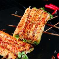 Grilled Tofu Skin with Parsley 豆皮香菜卷 · 
