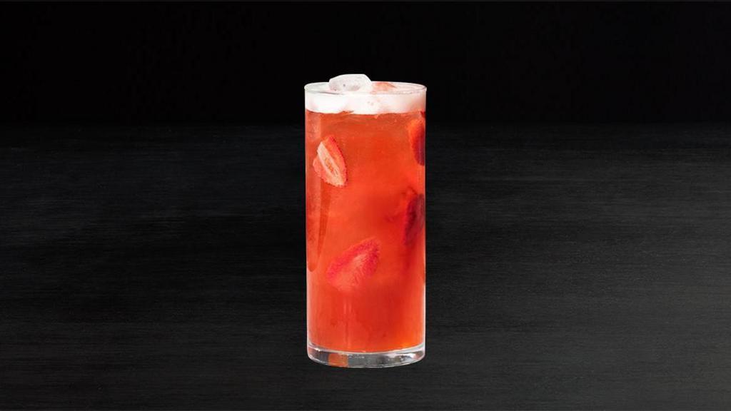 Strawberry Lemon Fruit Tea Shaker · Brisk Mighty Leaf Summer Solstice black tea, hand-shaken with slices of strawberries, lemonade, and real strawberry purée. Intensely refreshing, surprisingly strawberry.