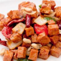 Kung Pao Tofu · 宮保豆腐  *SPICY 
 Tofu stir fried with bell peppers and onions in our special spicy kung pao sa...