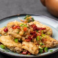 Crispy Salt & Pepper Chicken Wings (6) · Deep fried chicken wings seasoned with Chinese style salt and pepper.