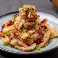 Crispy Salt & Pepper Calamari · Deep fried calamari seasoned with Chinese style salt and pepper.
