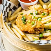 Salt & Pepper Wings & Fries (10) · Fried chicken wings and fries sautéed with garlic, salt, pepper, fresh jalapenos and green o...