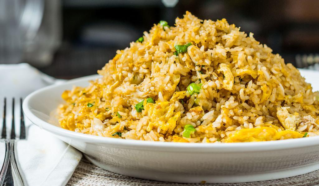 Vegetables Fried Rice · Snow peas, carrot, mushrooms, corn, water chestnut and broccoli.