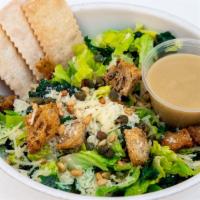 Rustic Caesar Salad · Mix of chopped Romaine and Lacinato Kale, grated Parmesan cheese, toasted pine nuts, capers,...