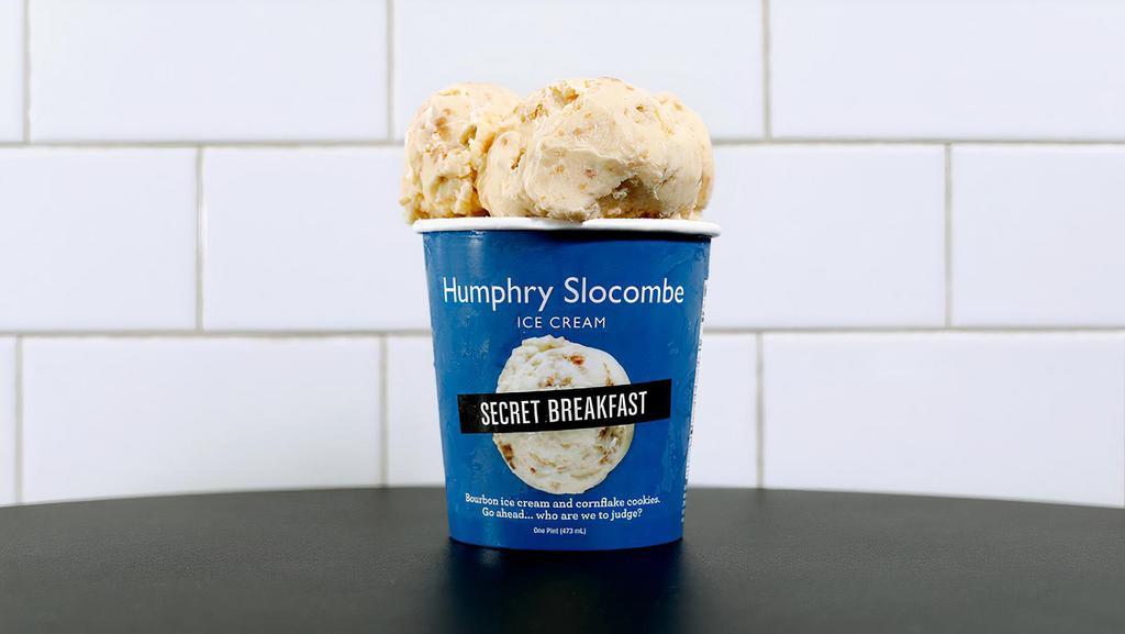 Secret Breakfast Ice Cream · Bourbon ice cream with cornflake cookies, go ahead, who are we to judge? In fact, make ours a double.