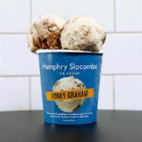 Honey Graham Ice Cream · Raw blackberry honey ice cream with delicious house-made graham crackers folded in.