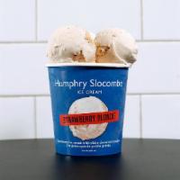 Strawberry Blondie · Strawberry ice cream with housemade white chocolate chip blondies.