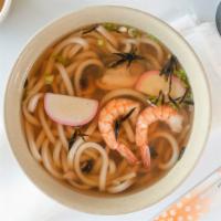 Seafood Udon · Seafood with noodles in light broth.