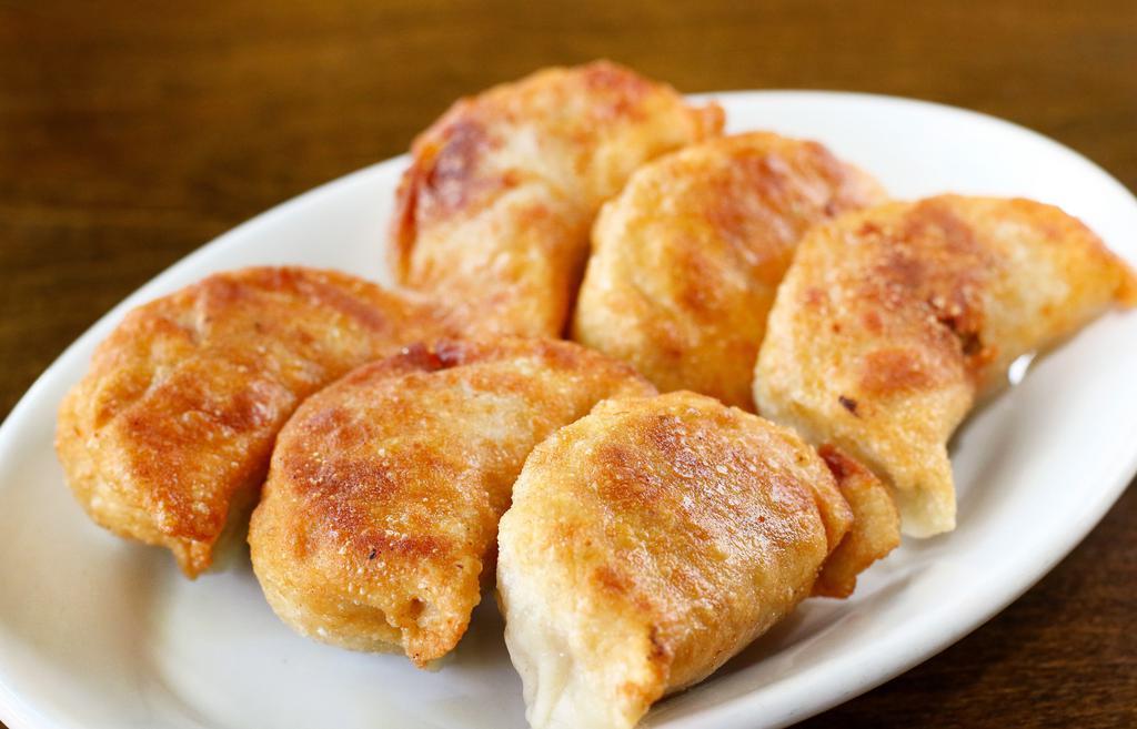 Pot Sticker 6pcs · Chinese pastry with, ground pork and cabbage lightly pan fried to golden brown.