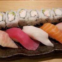 Sushi and Roll combination (small) · 6 pc nigiri, 1 california roll
