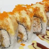 Mango Lobster Roll · Out: crayfishr, mango sauce, unagi sauce, & masago. In: crab* & shrimp tempura.