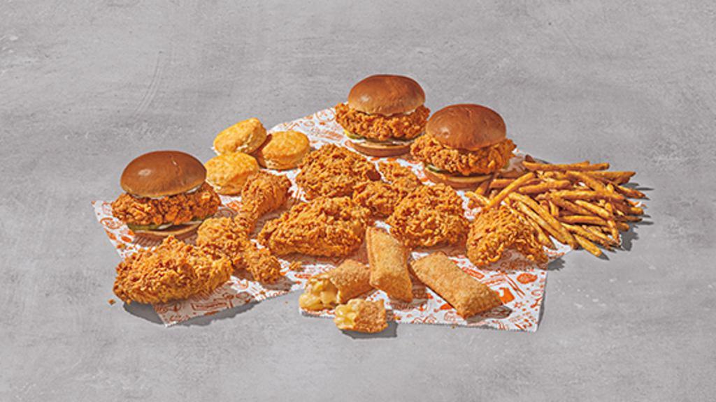 Big Family Feast · 8 pieces of our Signature Chicken & 3 Chicken Sandwiches, 1 Large Side, 3 Biscuits, 3 Apple Pies