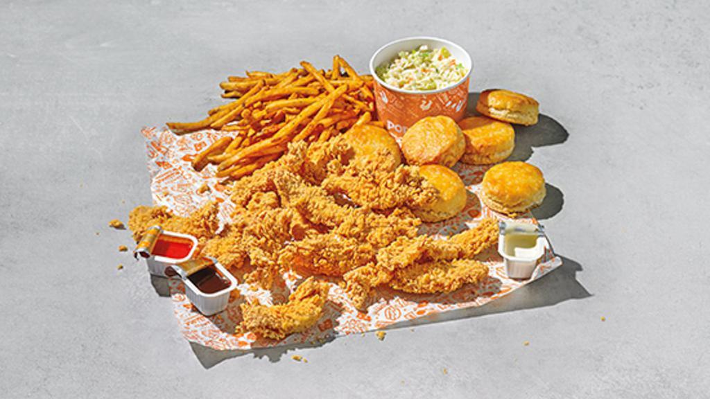 Handcrafted Tenders (12 Pcs) · Includes one large signature side and four hot buttermilk biscuits and four sauces.