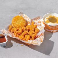 ¼ Pound Popcorn Shrimp Combo · Includes a choice of regular signature side, a biscuit and a drink. *Weight based on pre-coo...