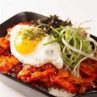 29. Spicy Pork and Kimchi Rice Bowl · Spicy pork, kimchi, seaweed,  & egg