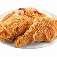 2 Pc Chickenjoy W/ Palabok Fiesta & Drink · A Chickenjoy drumstick and thigh served with Palabok Fiesta Note: Palabok sauce contains shr...