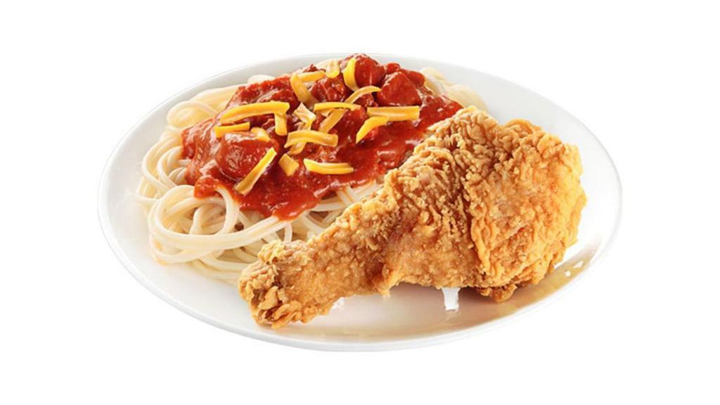 1 Pc Chickenjoy W/ Jolly Spaghetti · A Chickenjoy fried chicken drumstick served with Jolly Spaghetti