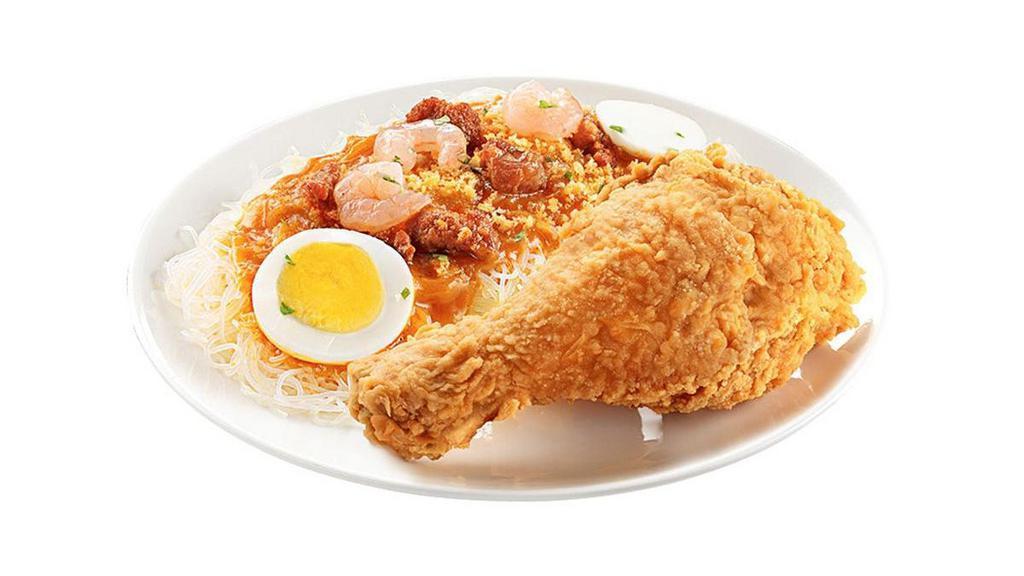 1 Pc Chickenjoy W/ Palabok Fiesta · A Chickenjoy drumstick served with Palabok Fiesta Note: Palabok sauce contains shrimp and pork that cannot be removed