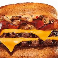 Bacon Whopper Melt · New Bacon Whopper Melt features two slices of toast, layered with ¼. lb of flame-grilled bee...