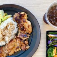 Chicken Teriyaki Rice 照燒雞飯 · Grilled boneless chicken cutlet topped with house special teriyaki sauce over the rice and s...