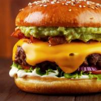Cheeseburger · Mouthwatering burger topped with melted cheese, lettuce, pickles, onions, tomatoes, and mayo.
