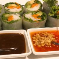 Amarin Fresh Veggie Rolls · Fresh lettuce, avocado, mint, cilantro, cucumber, carrot, and garlic noodles wrapped in rice...