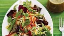 Organic Mixed Green Salad · Gluten free. Mixed greens, cherry tomatoes, cucumber, walnuts, raisin, blue cheese, sumac, l...