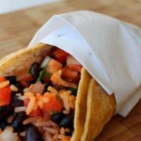 Bean & Cheese (T) · 4 inch corn tortilla with cheese, beans, rice and pico de gallo. Crispy taco is fried with t...
