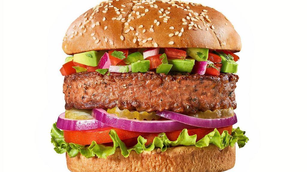 Baja Beach Beyond Burger® · A 100% plant-based Beyond Burger®patty† with avocado, pico de gallo, lettuce, tomato, red onions and pickles on a brioche bun. .