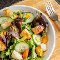 Mixed Green Salad · With cherry tomatoes, house made croutons, cucumber and balsamic vinaigrette
