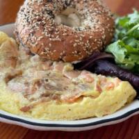 LEO Omelette * · eggs, smoked salmon & caramelized onions