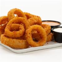 Crispy Onion Rings · 13 crispy onion rings with Smoky BBQ mayo and ranch.