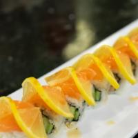 8. Sake Delight · IN : fried salmon, cucumber  /  OUT : salmon, sliced lemon