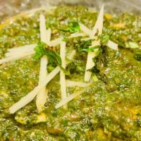 Tadka Saag Paneer · Fresh spinach puree with garlic, onion and spices.
