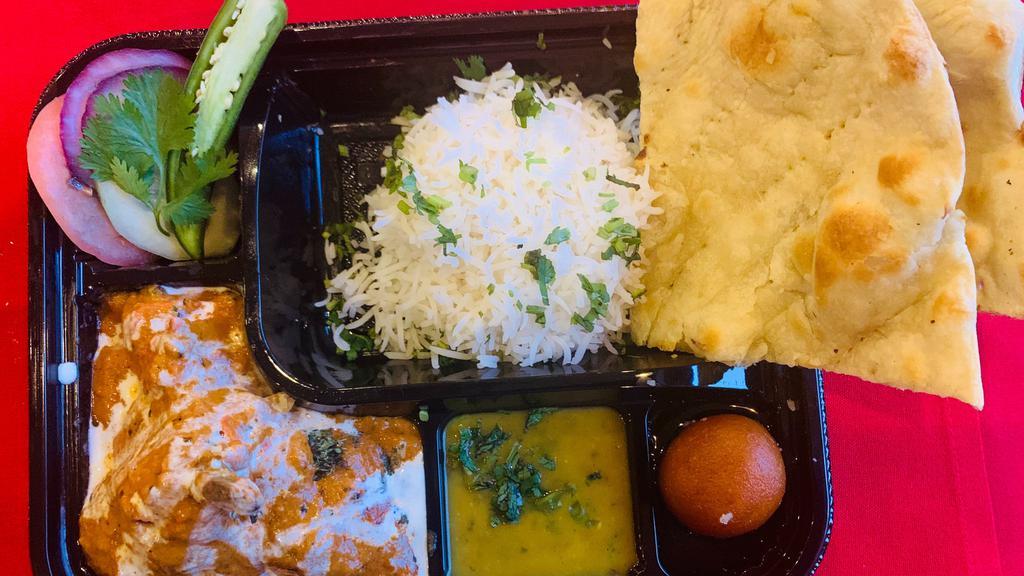 Non-Veg Bento Box · The Box Comes with Salad, Chicken Entree ,Rice , Daal ,Bread and Desert