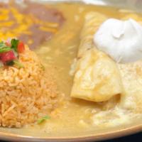 Rancheras · Two flour tortillas filled with beef, chicken or cheese and covered with ranchera sauce. Top...