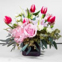 Designer Choice in Vase · fresh cut flowers for any occasion.  Standard size comes in an 8-9