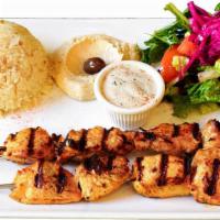 Chicken Shish Kebab · Marinated grilled chicken breast cubes.